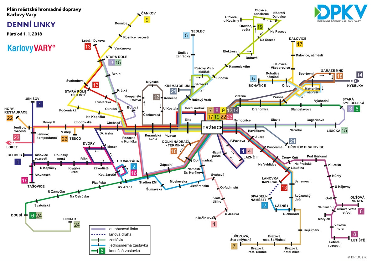 Схема движения общественного транспорта Карловых Вар