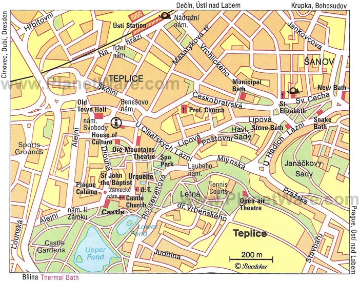Карта города Теплице, Чехия